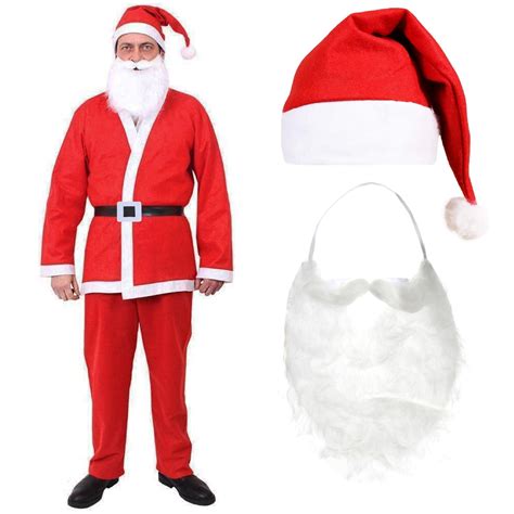 ADULTS SANTA SUIT FATHER CHRISTMAS COSTUME SANTACON MENS OUTFIT XMAS ...