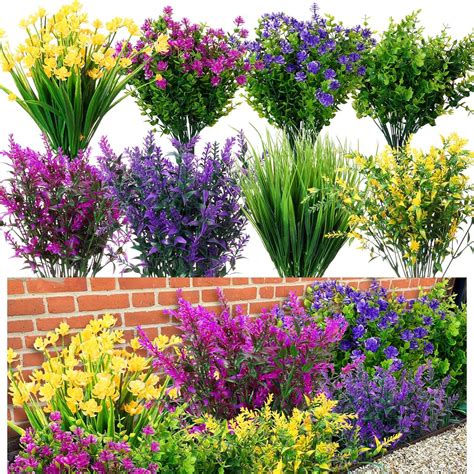Buy Zeyune 40 Bundles Outdoor Artificial Flowers UV Resistant ...