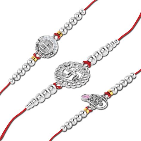 Lords Jewels Silver Rakhi for Raksha Bandhan Pack of 3 – lordsjewels