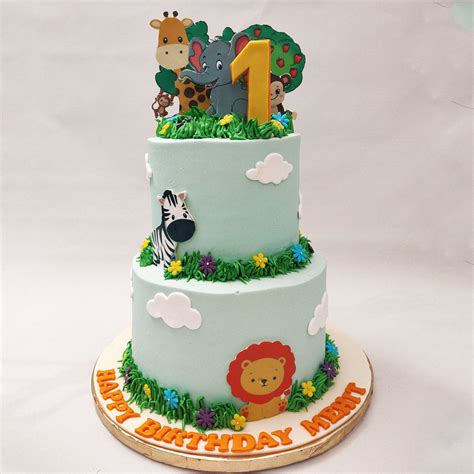 2 Tier Safari Theme Cake | Wildlife Cake | Zebra Cake – Liliyum ...