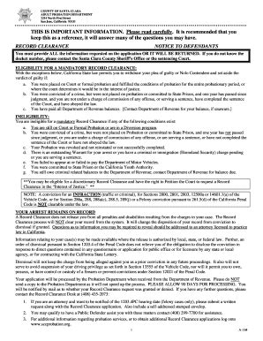 Record Clearance Information & Application - County Of Santa Clara ...