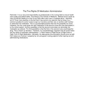 The Five Rights Of Medication Administration - Dora State Co - Fill and ...