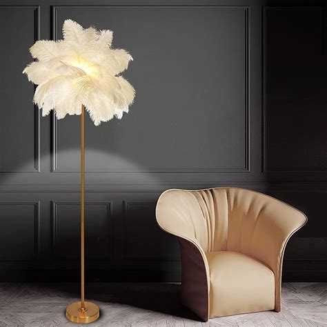 pombconw Ostrich Feather Lamp, Feather Palm Tree Floor Lamp for Living ...