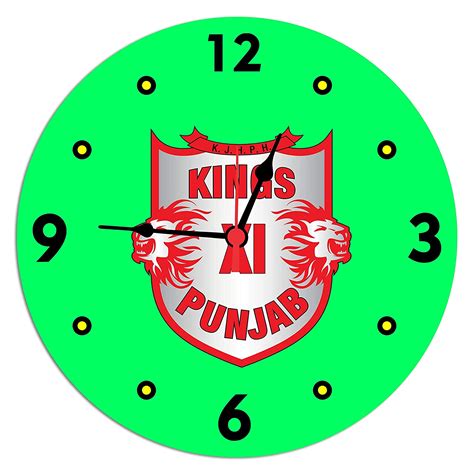 Buy VoggIPL Kings XI Team Wooden Round Wall Clock Green Online at Low ...