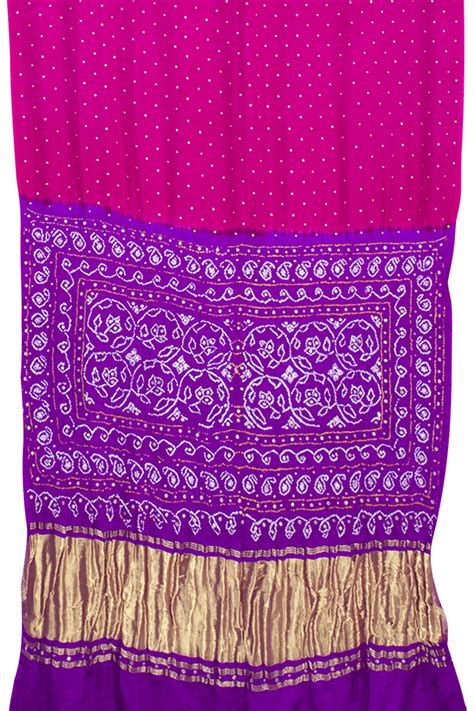 Magenta Handcrafted Bandhani Gajji Silk Saree 10059600 – Avishya.com
