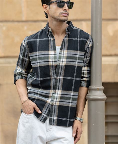 Black Macro Checks Button Down Shirt – Powerlook