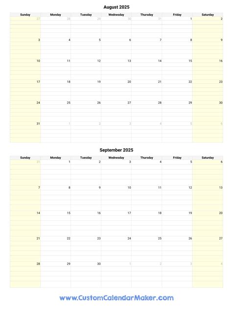 August And September 2025 Schedule