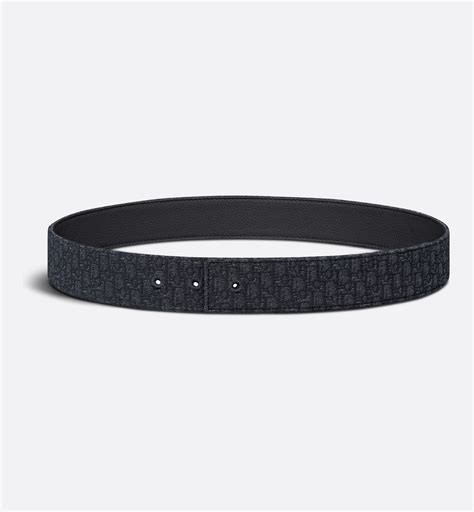 Reversible Belt Strap Beige and Black Micro Dior Oblique Jacquard and Black Grained Calfskin, 35 ...