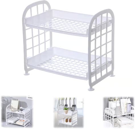 Buy Wellcun Plastic Kitchen Organization Storage Shelf Rack, 2 Tier ...