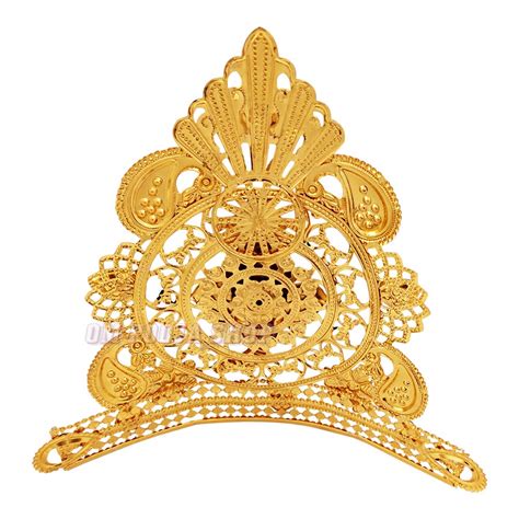 Golden Ganpati Mukut with Stone from India