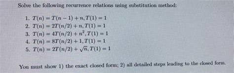Recurrence Relation Using Substitutuion Method 的图像结果
