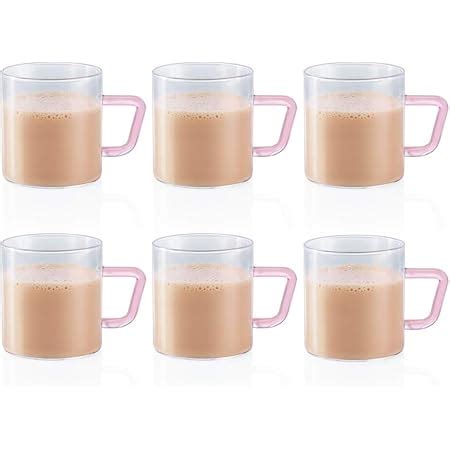 Buy Borosil Vision Tea N Coffee Glass Mug Set of 6 - Microwave Safe 190 ...