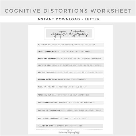Image result for Identifying Cognitive Distortions Worksheet