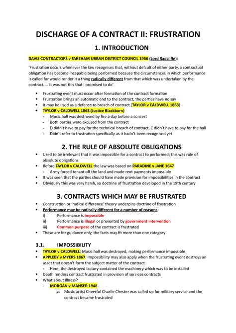 18. Discharge of a Contract II - Frustration - DISCHARGE OF A CONTRACT ...