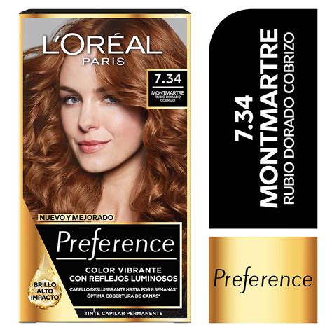 Tinte Capilar L'Oréal Preference 7.34 Rubio Dorado Cobrizo | DelSol