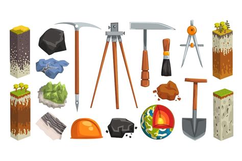 Геология и исследование Земли Соответствующие символы Набор Структура ...