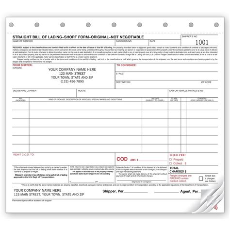 Checksimple Bill Of Lading Forms Short Form Non Hazmat Shipments ...