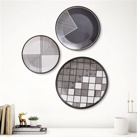 Buy Midnight Melody Set of 3 Melamine Geoemtric Patterned Wall Plates ...