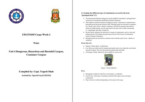 UD11T6105 Unit 4: Types of Containment for Dangerous Cargoes - Studocu