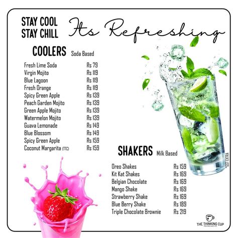Menu at The Thinking Cup, Kolkata