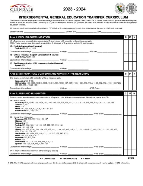 Igetc 202324 - hello - 2023 - 2024 INTERSEGMENTAL GENERAL EDUCATION TRANSFER CURRICULUM ...