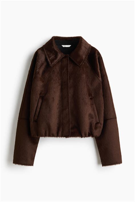 Short collared jacket - Dark brown - Ladies | H&M IN