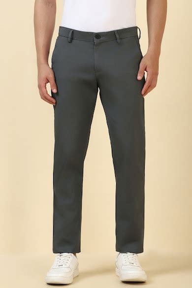 Buy Men Grey Textured Casual Trousers Online - 39965449 | Allen Solly