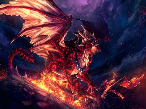 Download Dark Fantasy Fire Breathing Dragon Anime Wallpaper ...