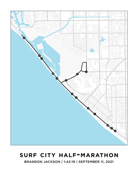 Surf City Half-marathon Course Map Personalized Surf City - Etsy