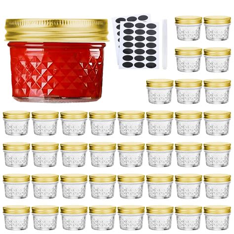 Accguan Mini Mason Jars Glass Canning Jars,4 OZ Jelly Jars With Regular ...