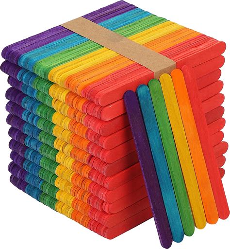 Amazon.com: KEILEOHO 1000 PCS 6 Inch Colored Popsicle Craft Sticks, Natural Colored Popsicle ...