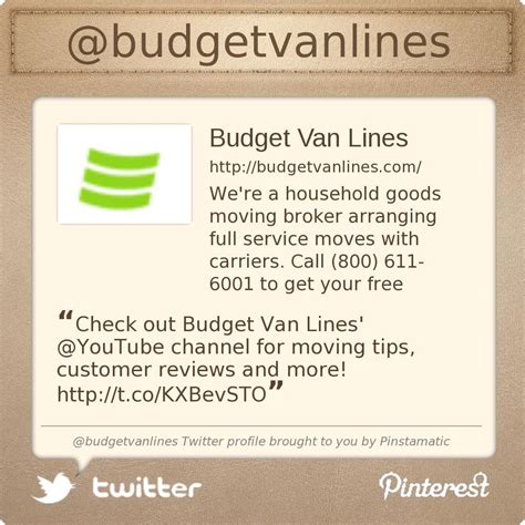 @budgetvanlines's Twitter profile courtesy of @Pinstamatic (http ...