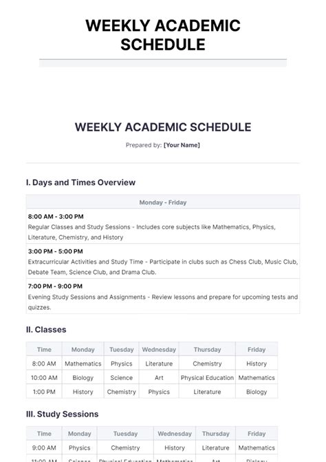Free Weekly Audit Schedule Template to Edit Online