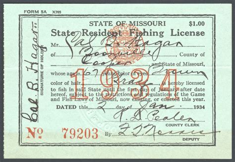 1906 – 1938 Missouri Hunting & Fishing Licenses - Waterfowl Stamps and More
