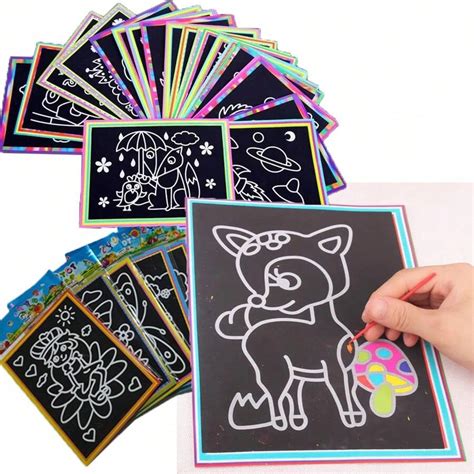 1/10/20pcs Kids' Diy Scratch Drawing Toy Set, 13x9.8cm Scratch Art ...