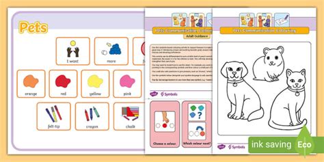 Twinkl Symbols: Pets Communication Colouring with AAC