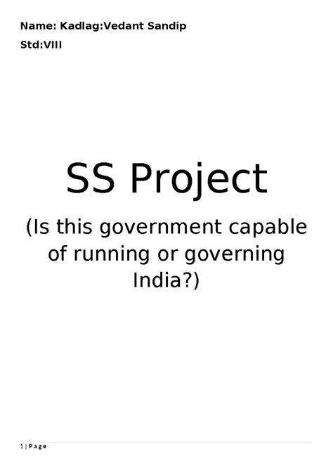 What is government - some notes - ####### Name: Kadlag:Vedant Sandip ...