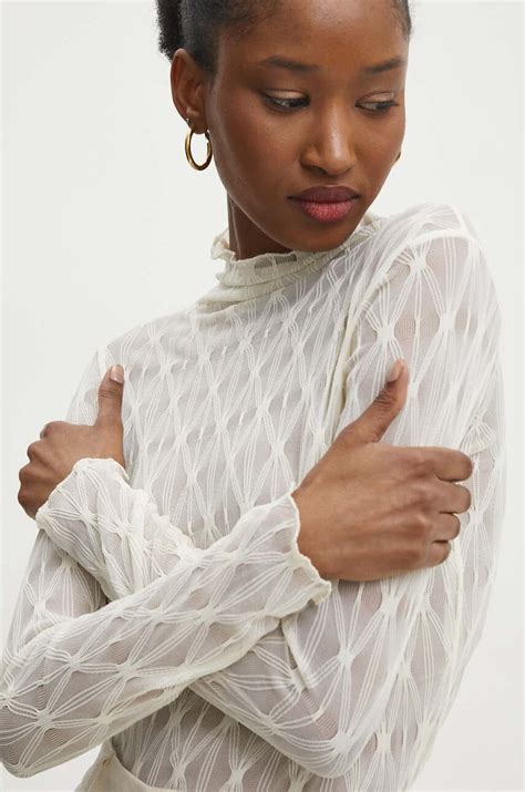 Answear Lab Bluzka damska kolor beżowy gładka | Answear.com