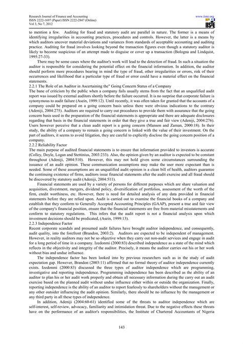 The audit expectation gap problem in nigeria | PDF