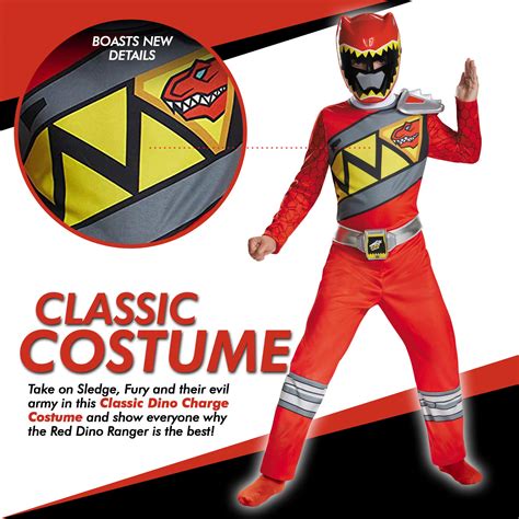 Buy Red Power Rangers Costume for Kids, Official Licensed Red Ranger ...
