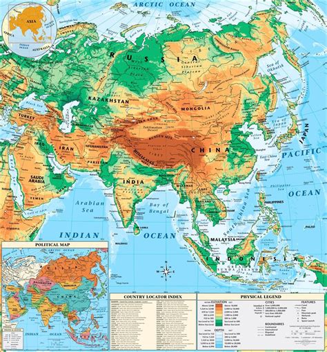 Physical Map Of Asia With Key