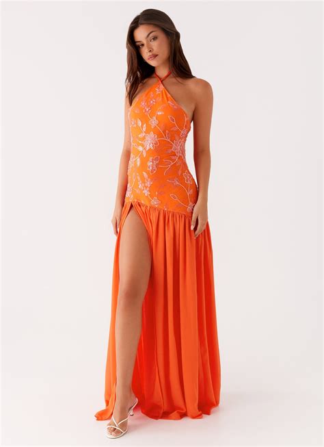 Janelle Beaded Maxi Dress - Orange – Peppermayo US