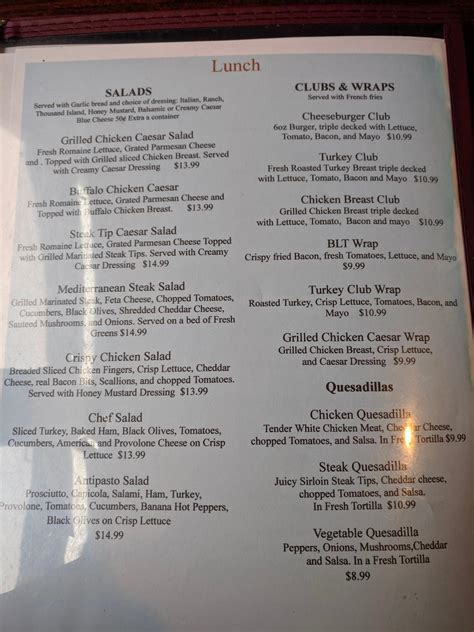Menu at Old Village Grille restaurant, Sturbridge