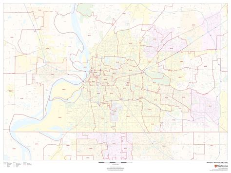 Amazon.com : Memphis, Tennessee Zip Codes - 48" x 36" Laminated Wall ...