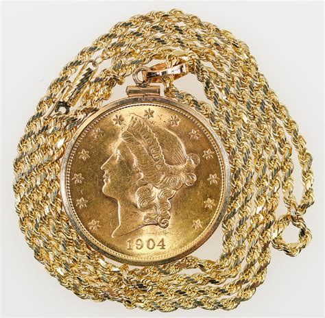 U. S. Liberty Head $20 Gold Piece Necklace 1904-S [189666] - Holabird ...