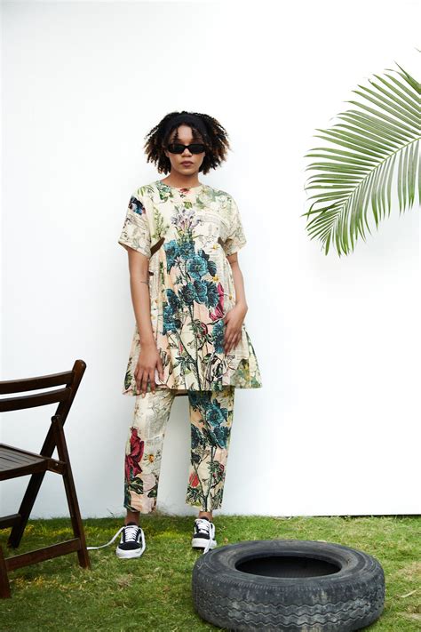 Newspaper Print Co-ord Set with Leather – Thithilii by Sahithee Reddy