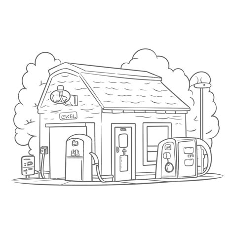 Gas Station Coloring Page