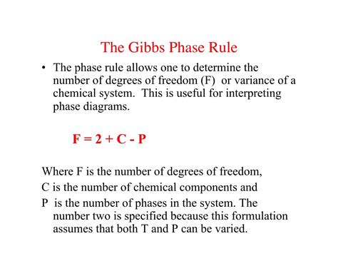 Gibbs Phase Rule Gibbs' Phase Rule And Euler's Formula – David