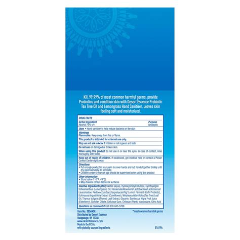 Buy Desert Essence, Tea Tree Oil & Lemongrass Probiotic Hand Sanitizer ...