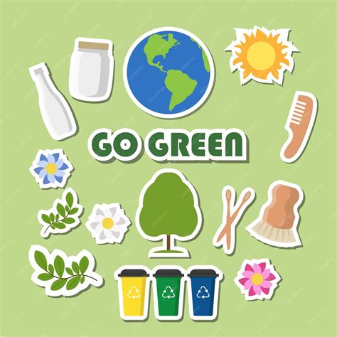 Эко-наклейки с надписью "go green poster" и дизайн баннера на тему ...
